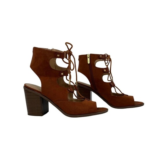 Circus By Sam Edelman Lace-Up Faux Suede Block Heel Casual Boho Sandals - Picture 4 of 15